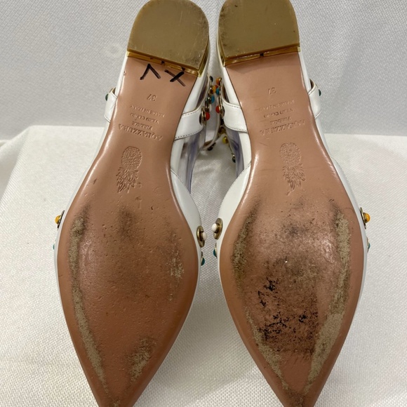 Aquazzura Byzantine Studded Leather Flat, White in size 37 EU, 6.5 US - Picture 7 of 9